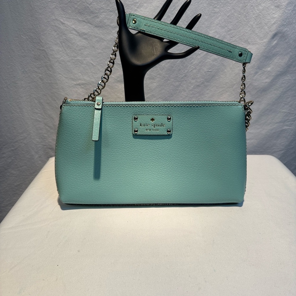 Kate Spade Light Blue Wristlet with Chain Strap - Picture 2 of 12
